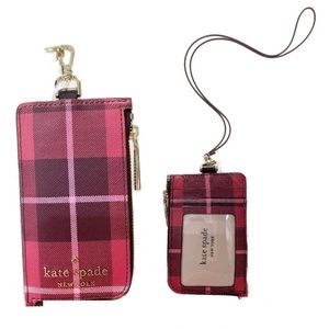 KATE SPADE Card Case Lanyard wlr00651 STACI PLAID